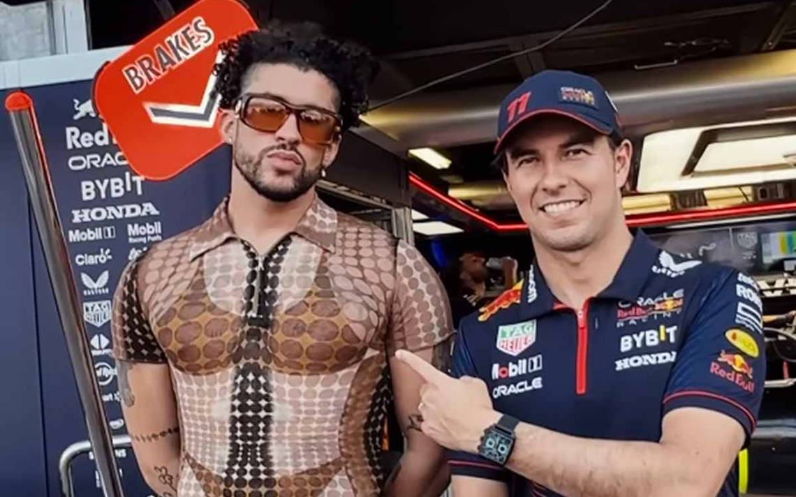 Checo P Rez Y Bad Bunny Presumen Nuevo Casco De Red Bull Para El Gran